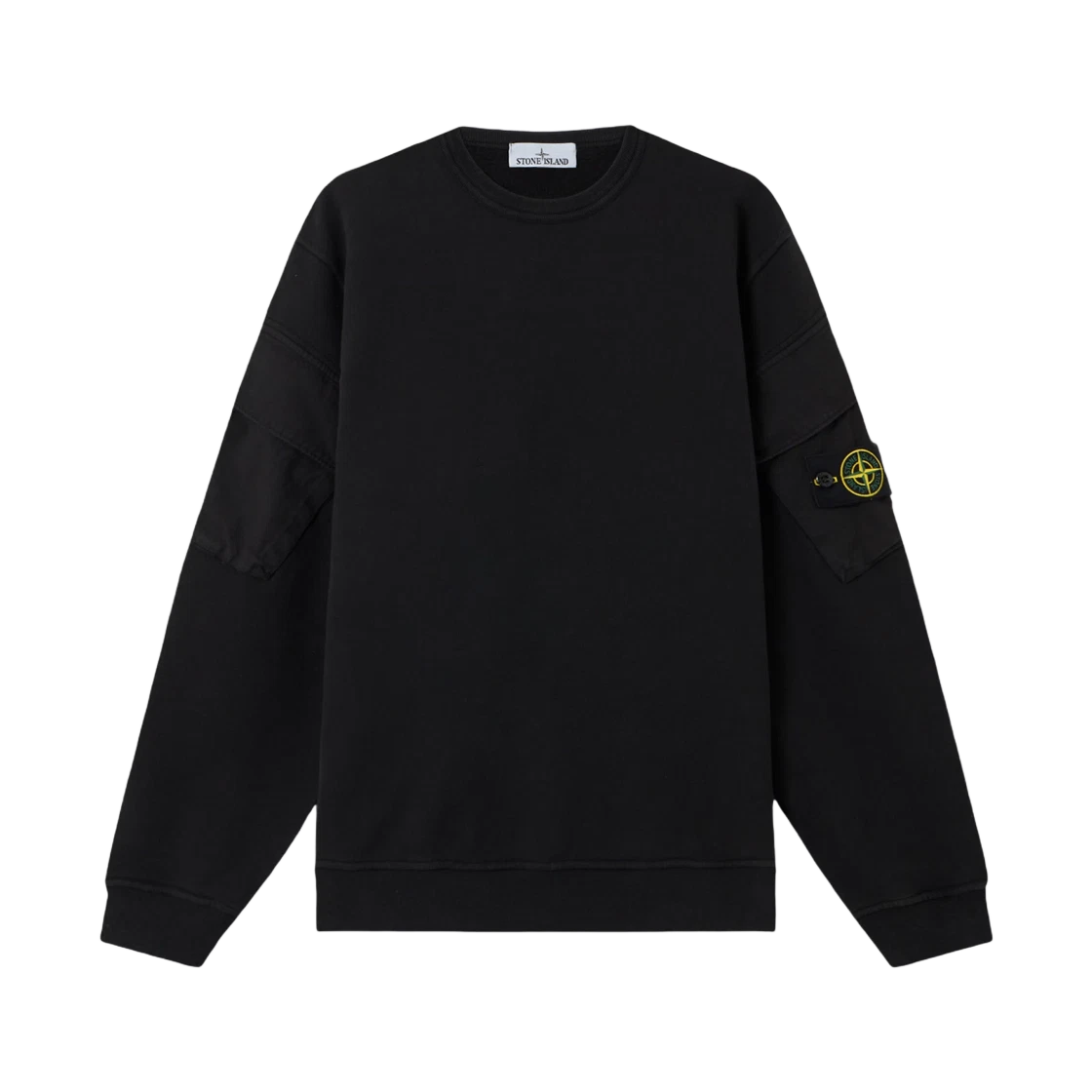 Stone Island Stone Island 6100008 Brushed Organic Cotton Fleece Regular Fit Crewneck Sweatshirt with Sleeve Pockets Black - 25FW · M