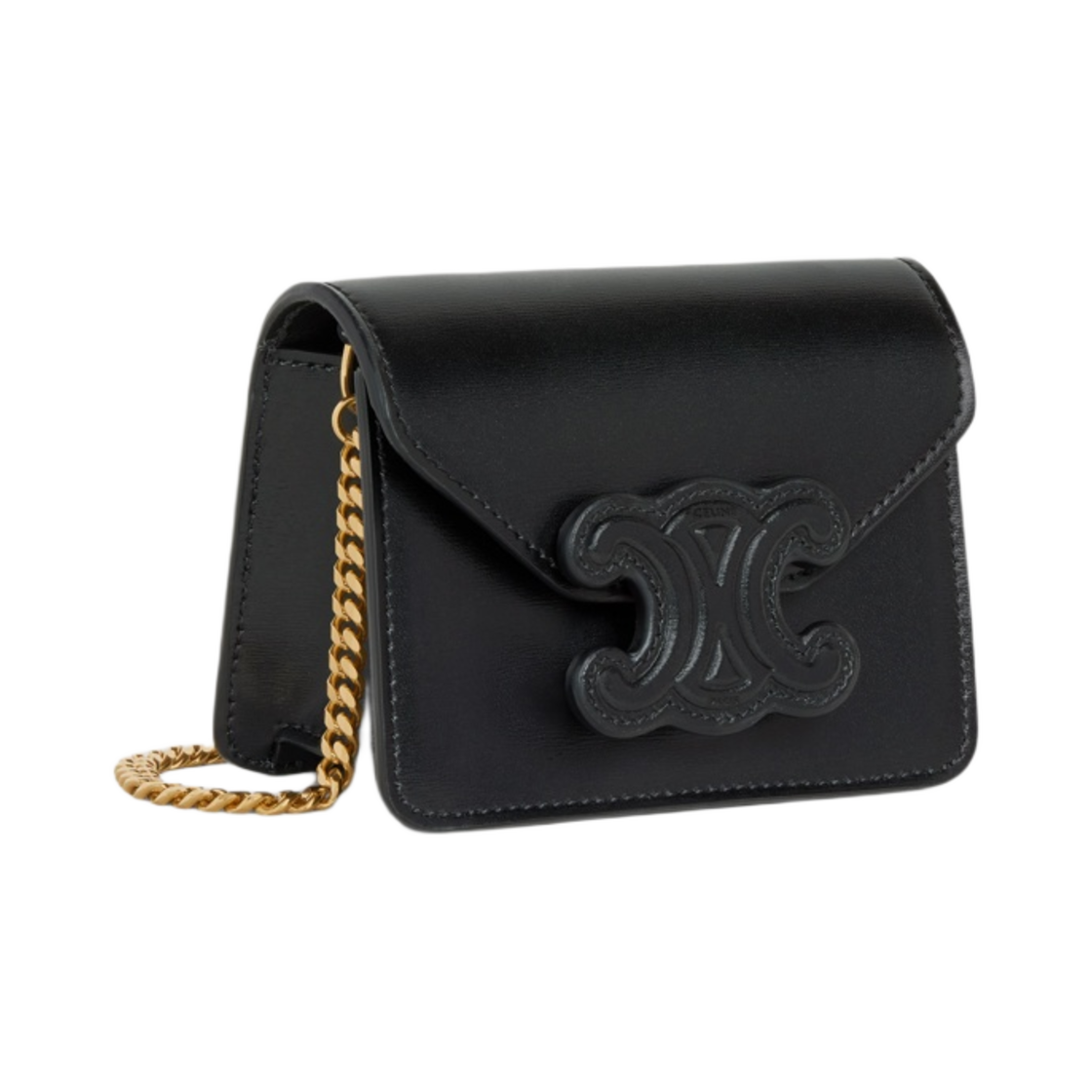 셀린느 카드 홀더 온 체인 트리옹프 샤이니 카프스킨 블랙(Celine Card Holder On Chain Triomphe in Shiny Calfskin Black) - 2