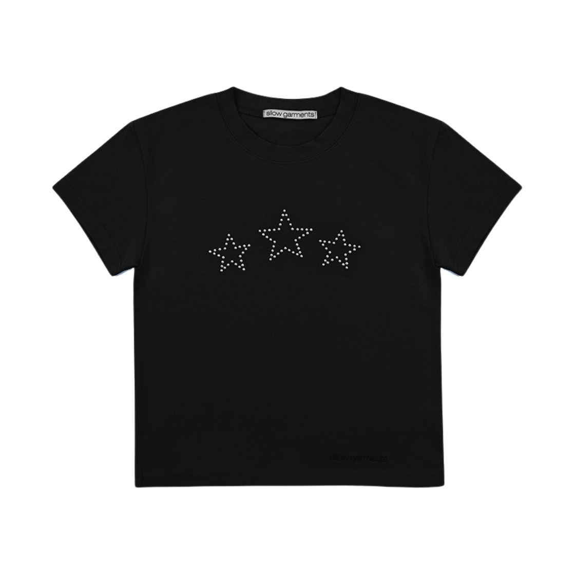 SL2302HT03BLF1 Sllow Garments Women Star Point Stud Short Sleeve Black