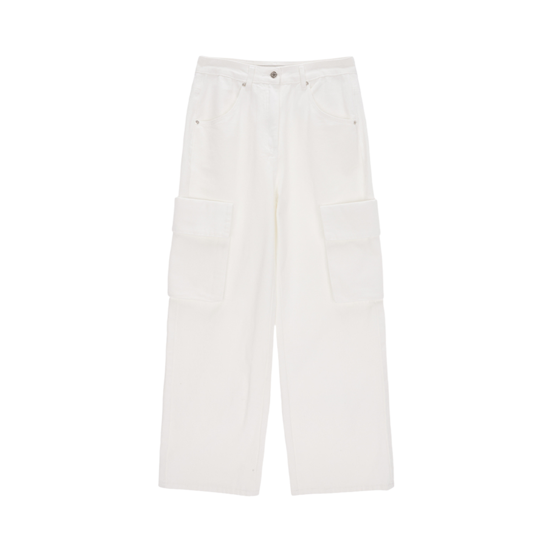 (W) 마뗑킴 빅 포켓 빈티지 카고 데님 팬츠 화이트((W) Matin Kim Big Pocket Vintage Cargo Denim Pants White) - 1
