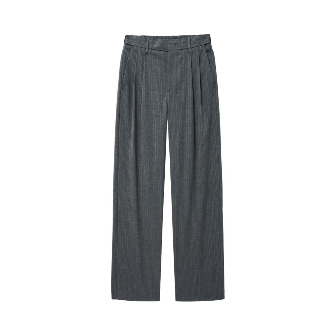 티엔지티 그레이 핀 스트라이프 와이드 셋업 팬츠