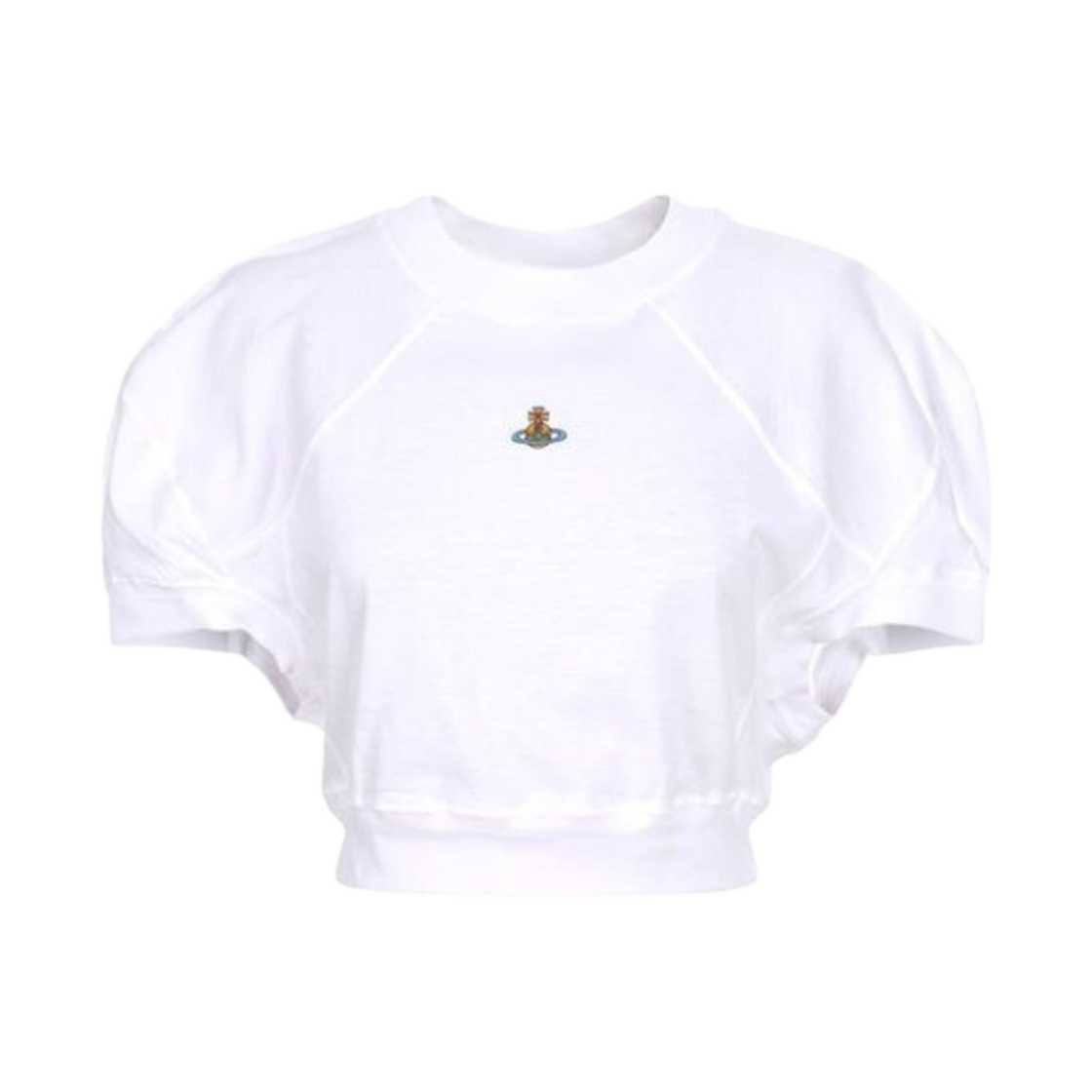 1G01000A-J004A-A401 (W) Vivienne Westwood Orb Logo Cropped Football Sweatshirt White