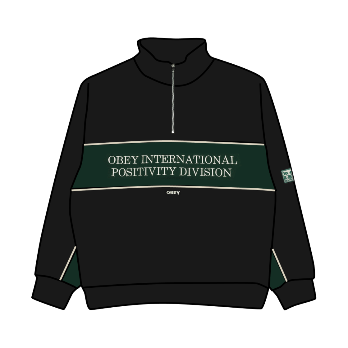 - Obey x Jangsu Half Zip Sweatshirt Black