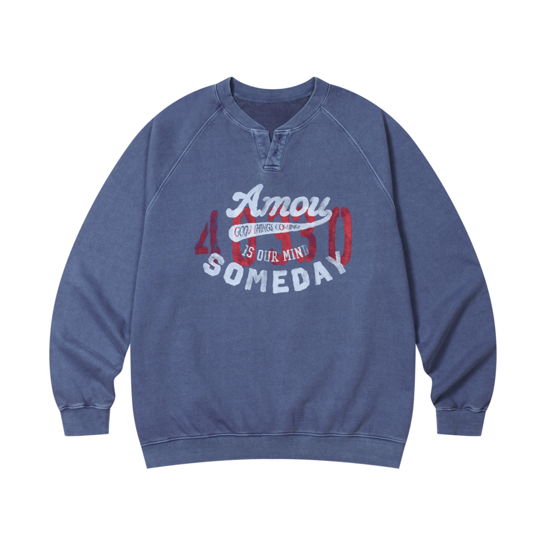아모우 썸데이 헨리넥 블루(AMOU Someday Henley Neck Blue)