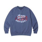 AMOU Someday Henley Neck Blue