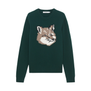 Maison Kitsune Big Fox Head Pullover Knit Dark Green