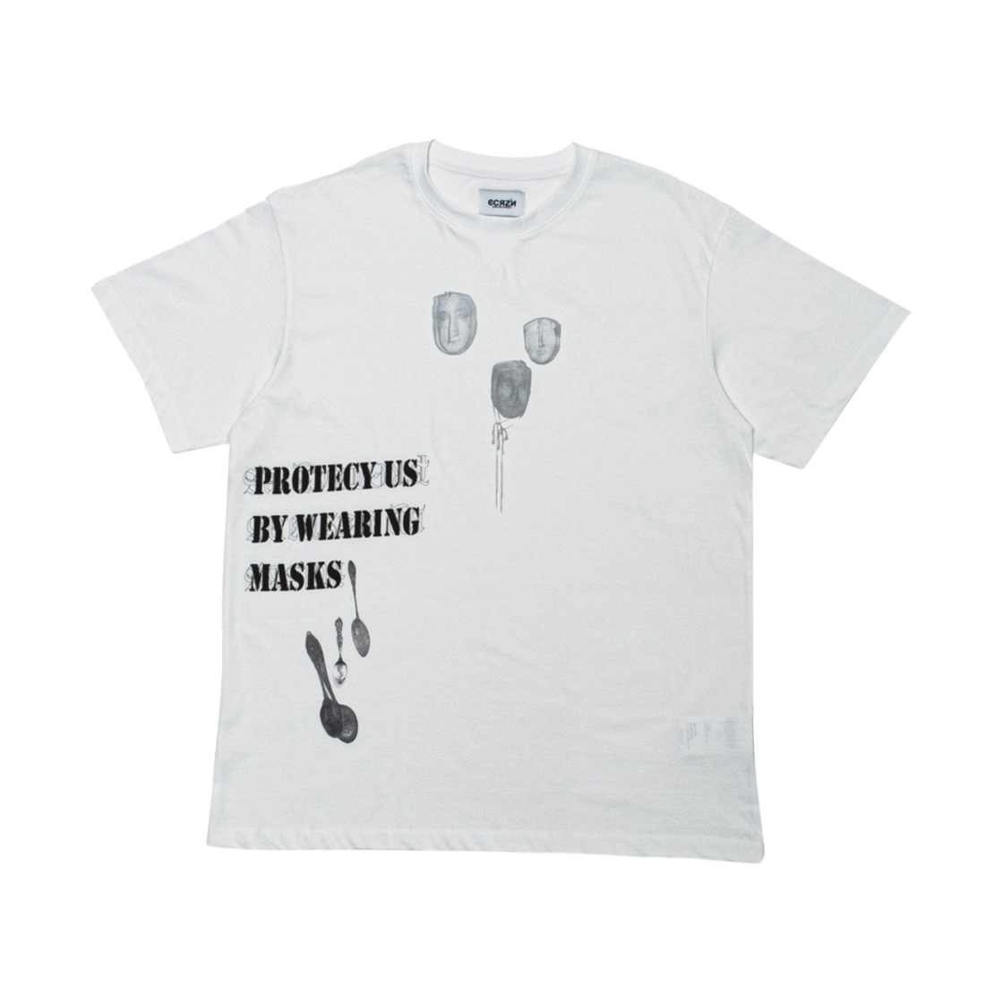 에크라손 P.U.B.W 마스크 티셔츠 화이트(Ecrzn P.U.B.W Masks T-Shirts White)
