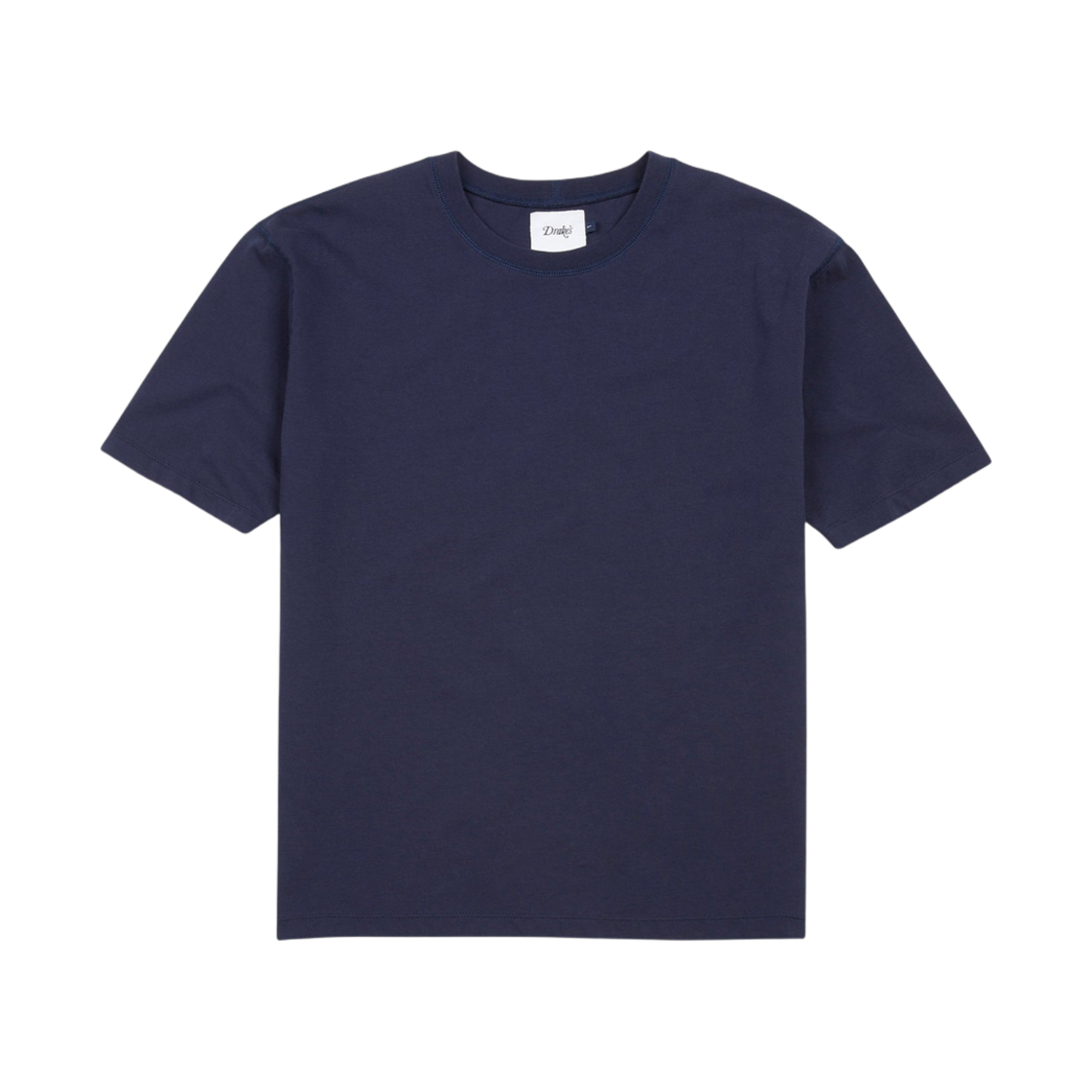 DR2A5A-21528-14 Drake's Cotton Crew Neck Hiking T-Shirt Navy