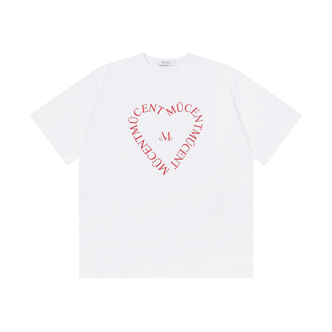 무센트 하트 레터링 반팔 티 화이트(MUCENT Heart Lettering Half T White) - 1