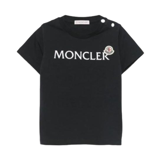 W) 몽클레르 자수 토날 로고 코튼 티셔츠 블랙 - 25SS | Moncler