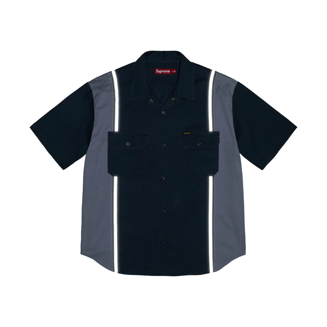 슈프림 리플렉티브 스트라이프 숏슬리브 워크 셔츠 네이비 - 25SS(Supreme Reflective Stripe S/S Work Shirt Navy - 25SS) - 2