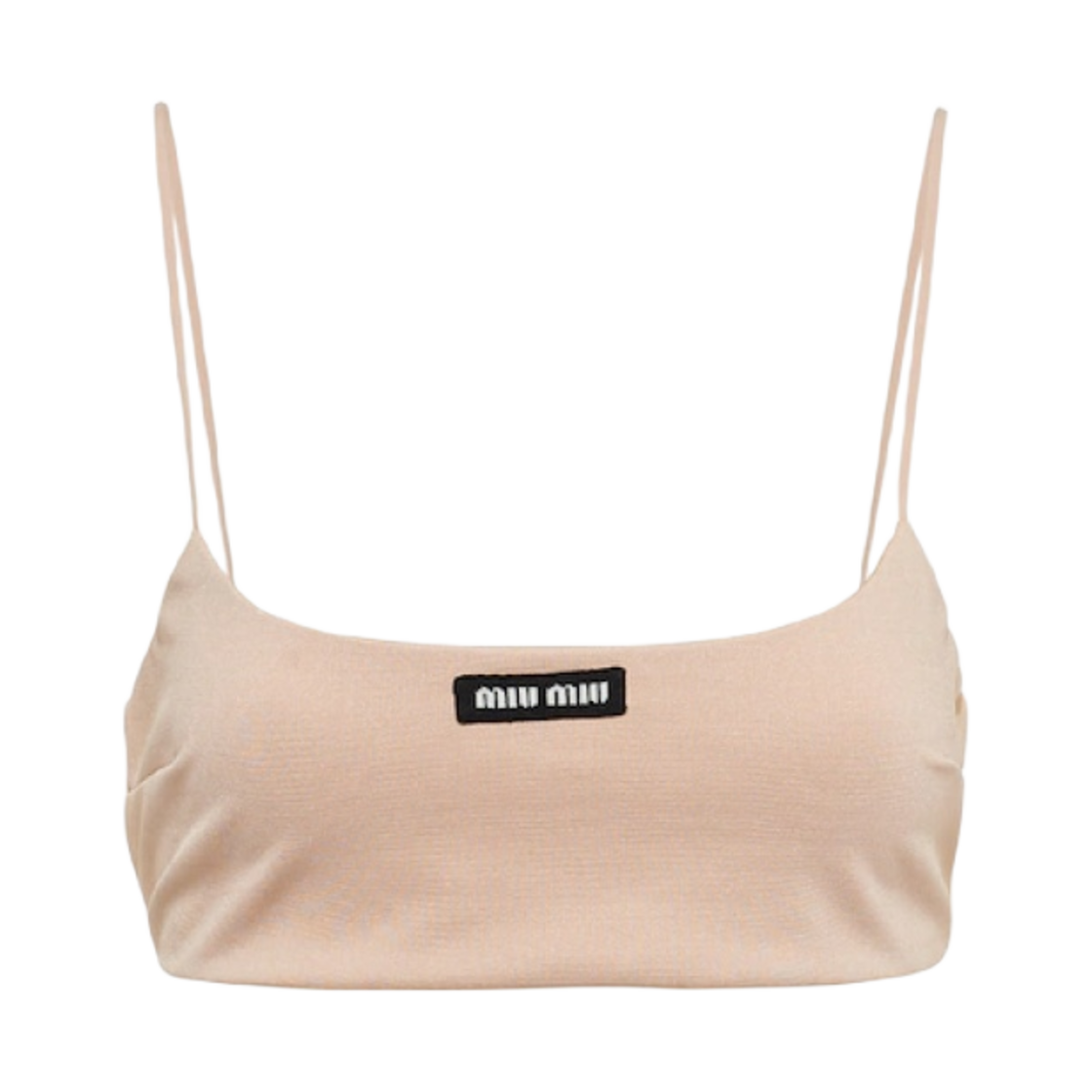 (W) 미우 미우 로고 스트레치 저지 탑 카메오((W) Miu Miu Stretch Jersey Top with Logo Cameo) - 1