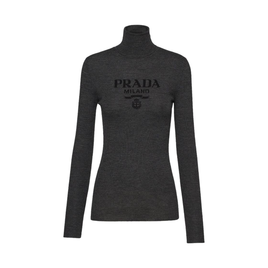 P26445-11C8-F0308 (W) Prada Superfine Wool Turtleneck Sweater Anthracite Gray - 대표 이미지 #1