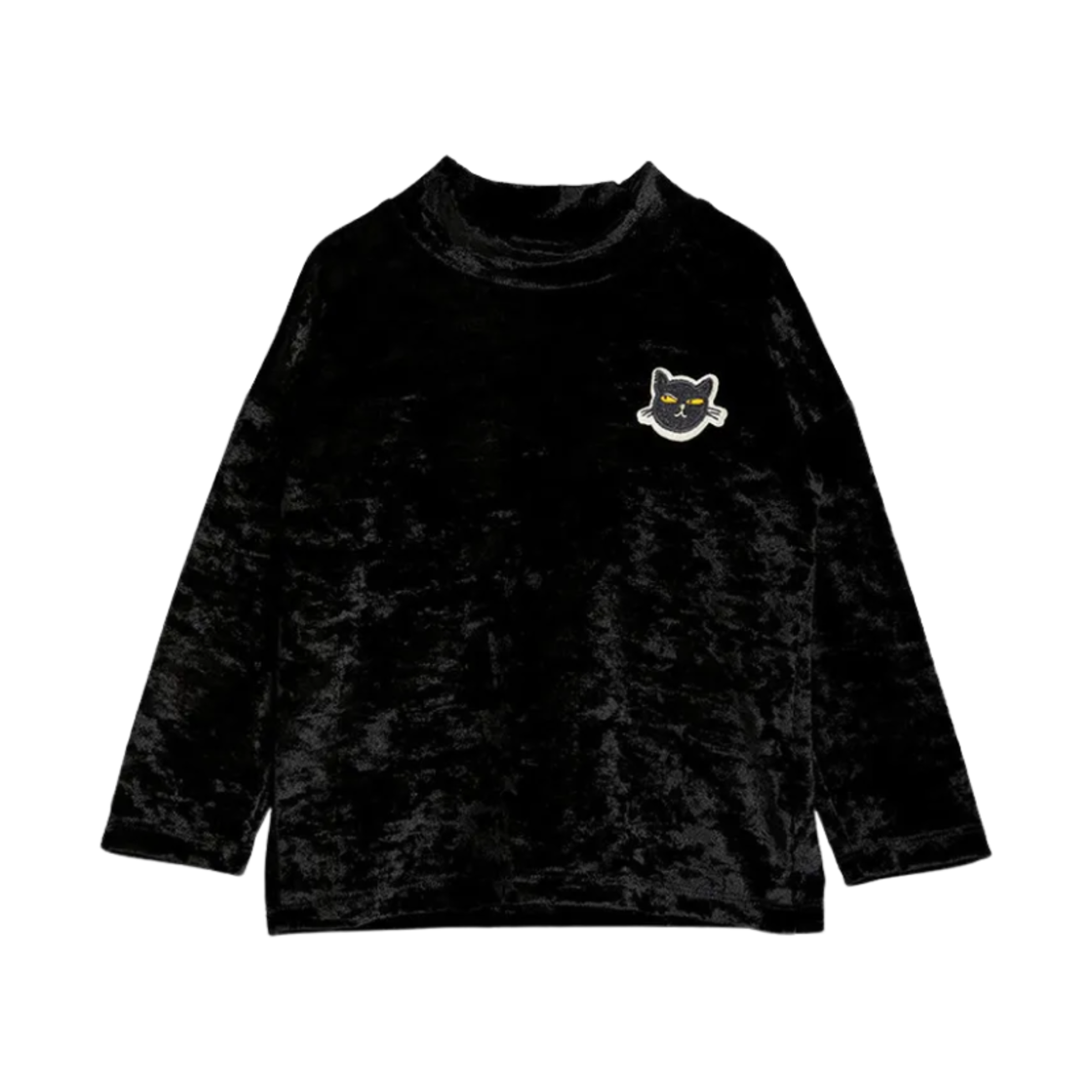2272016699 (Kids) Mini Rodini Cat Velour Sweater Black