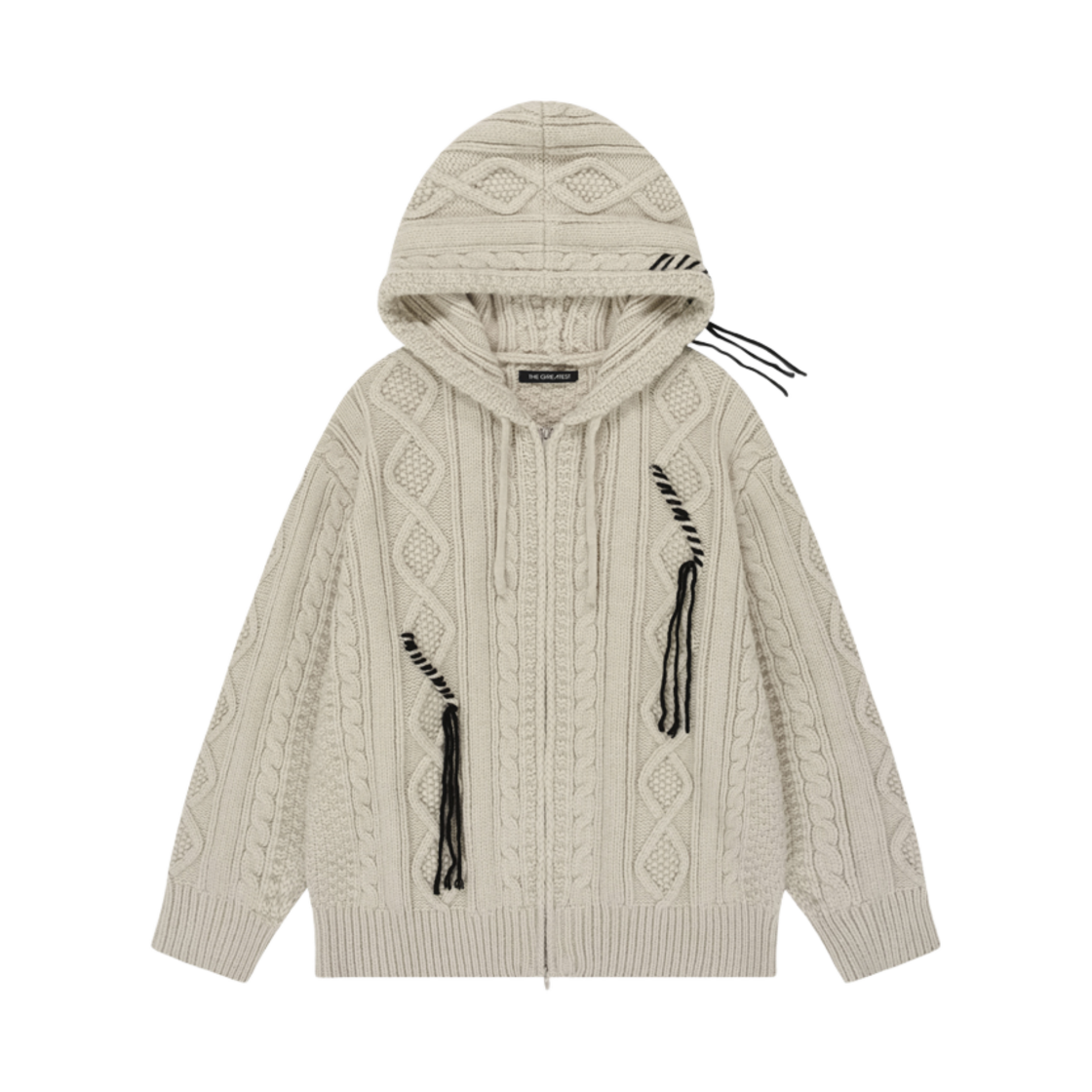 GT24WINTER03 BE The Greatest Cable Knit Hood Zip-Up Beige
