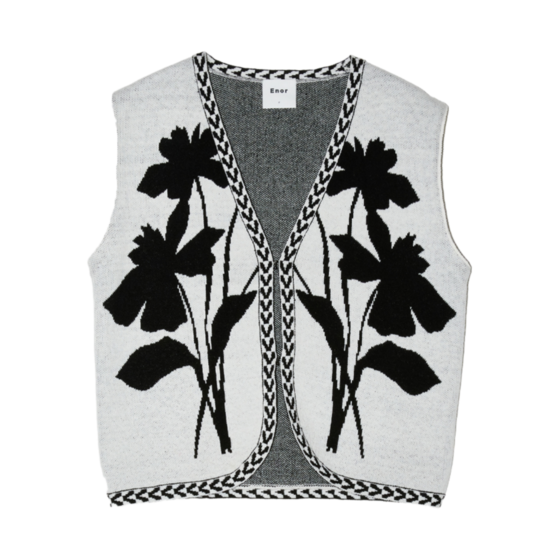 BESSKN006IV Enor Women Flower Jacquard Vest  Iovry