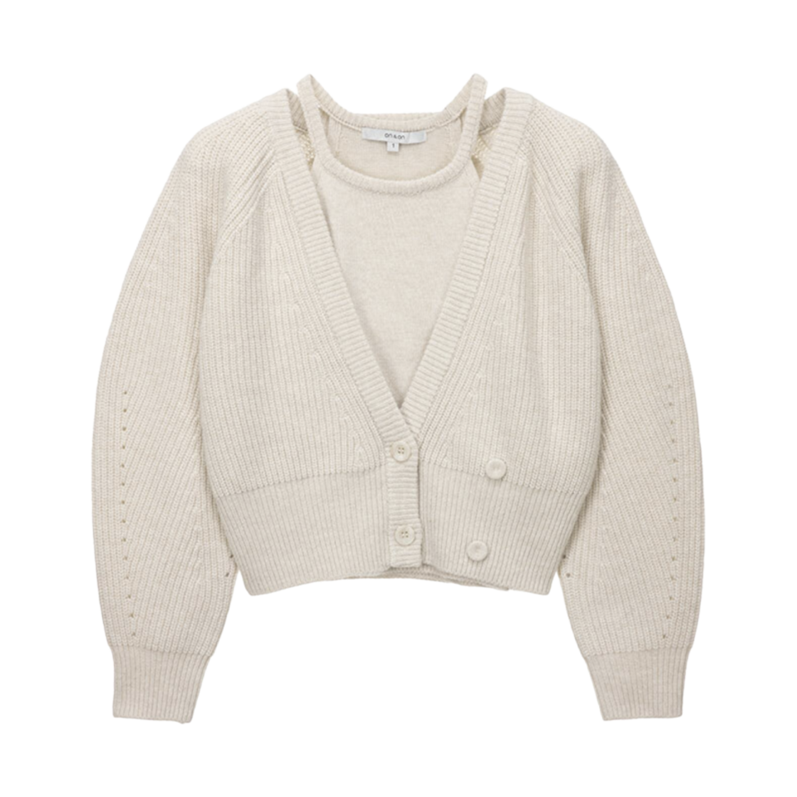 (W) 온앤온 홀터넥 랩 가디건 세트 오트밀((W) On&On Halterneck Wrap Cardigan Set Oatmeal)