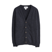 Harley of Scotland Supersoft Lambswool Cardigan Charcoal