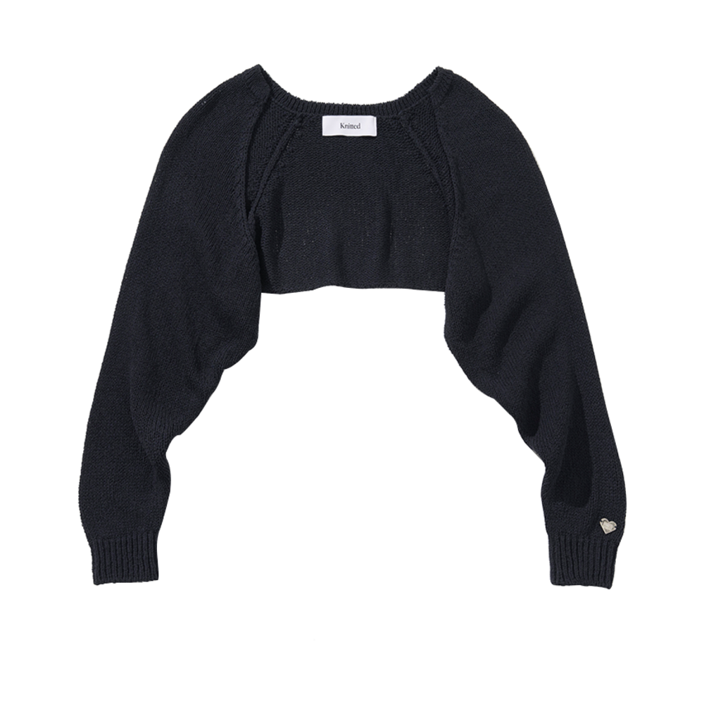 니티드 여성 썸머 부클 볼레로 가디건 네이비