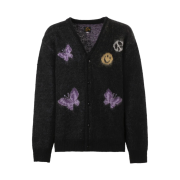 Needles x Nubian Mohair Pappillon Smile & Peace Cardigan Black