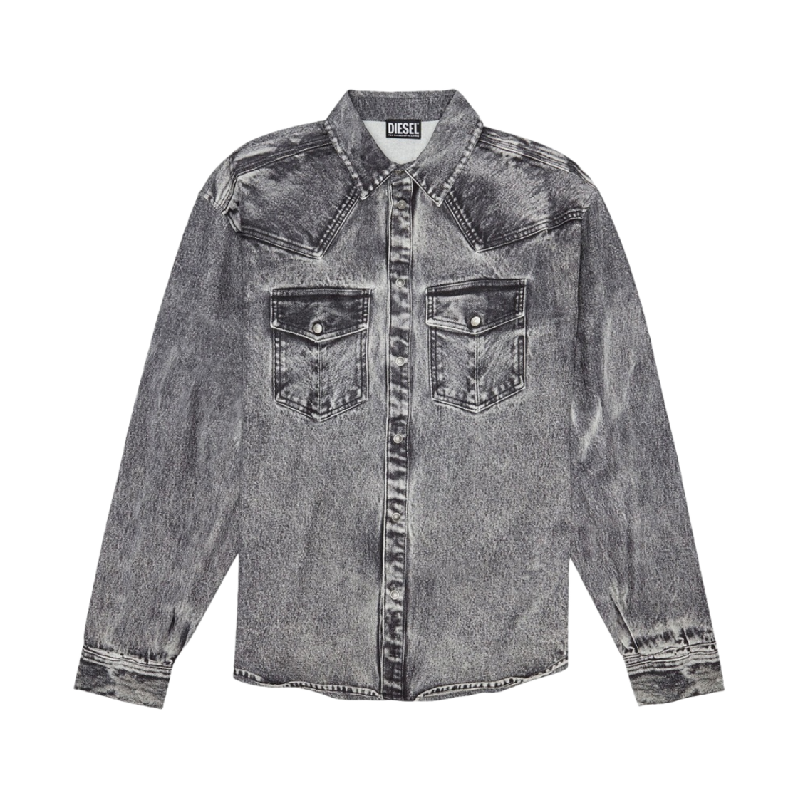 디젤 S-길스-Dnm 데님 트롬페 로에일 플루이드 셔츠 다크 그레이