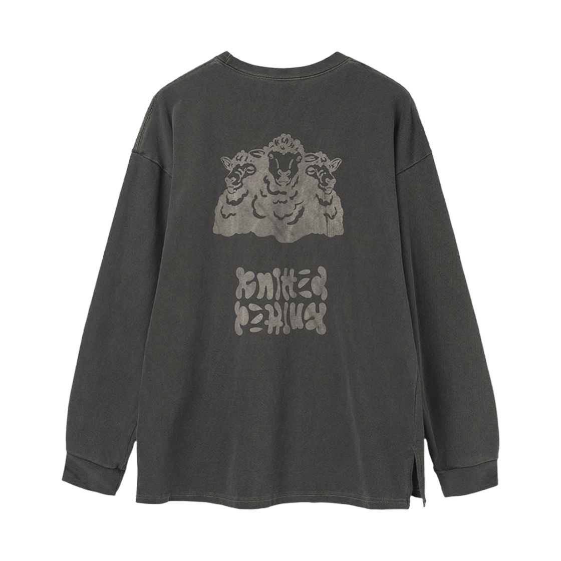 니티드 피그먼트 롱 슬리브 티셔츠 워싱 차콜(Knitted Pigment Long Sleeve T shirt Washing Charcoal)