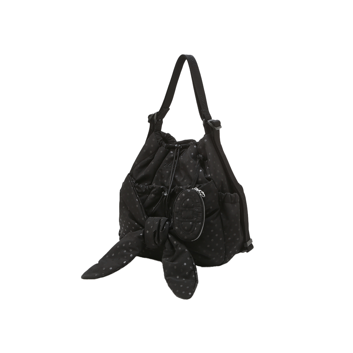 AABA5F912BK Athe Vanessabruno Ribbon Backpack And Sholder Bag S Dote Black