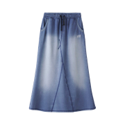 Safarispot Basic Damage Washing Denim Sweatskirt Blue