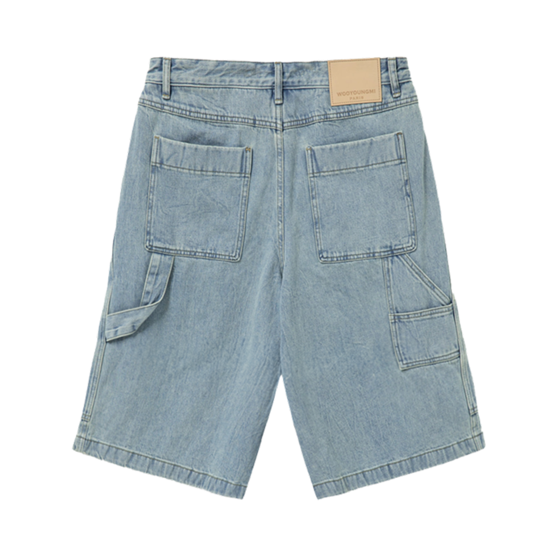 우영미 더블니 데님 쇼츠 블루 - 25SS(Wooyoungmi Double Knee Denim Shorts Blue - 25SS) - 2