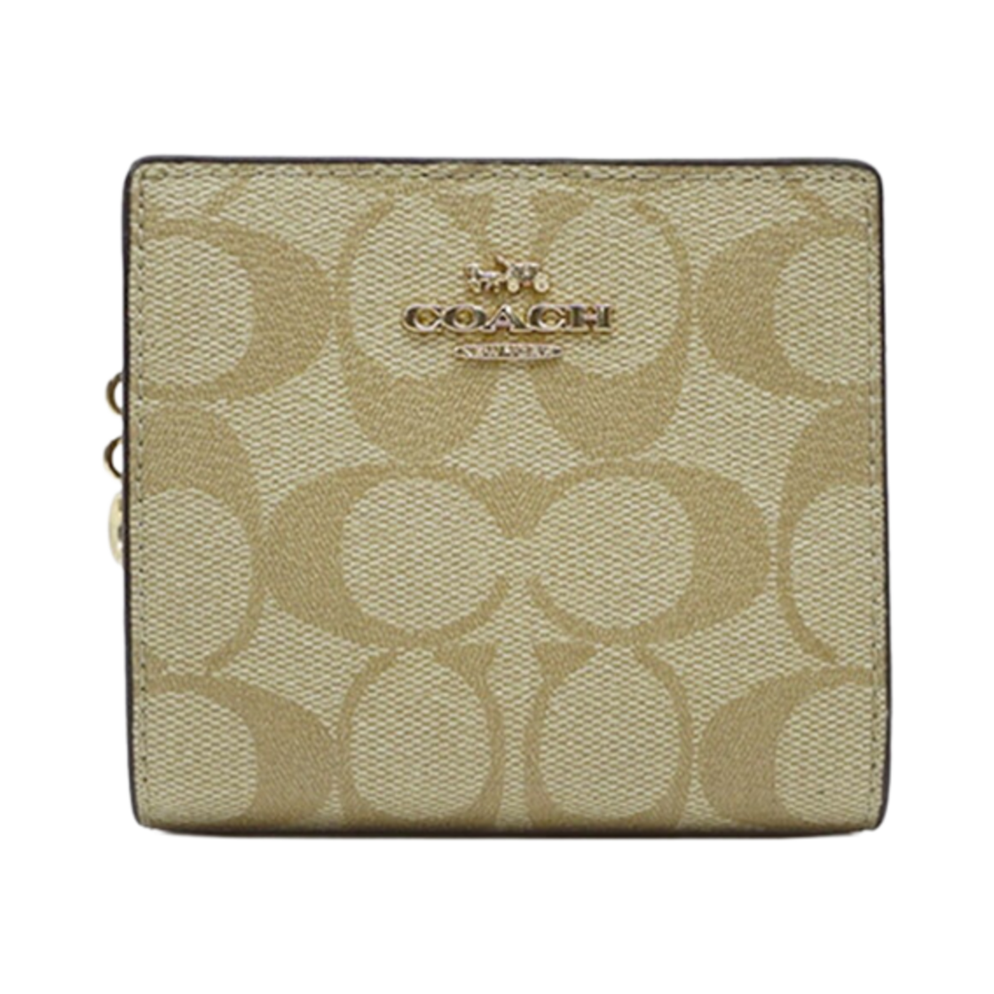 코치 시그니처 캔버스 스냅 월렛 라이트 카키 라이트 새들(Coach Snap Wallet in Signature Canvas Light Khaki Light Saddle) - 1