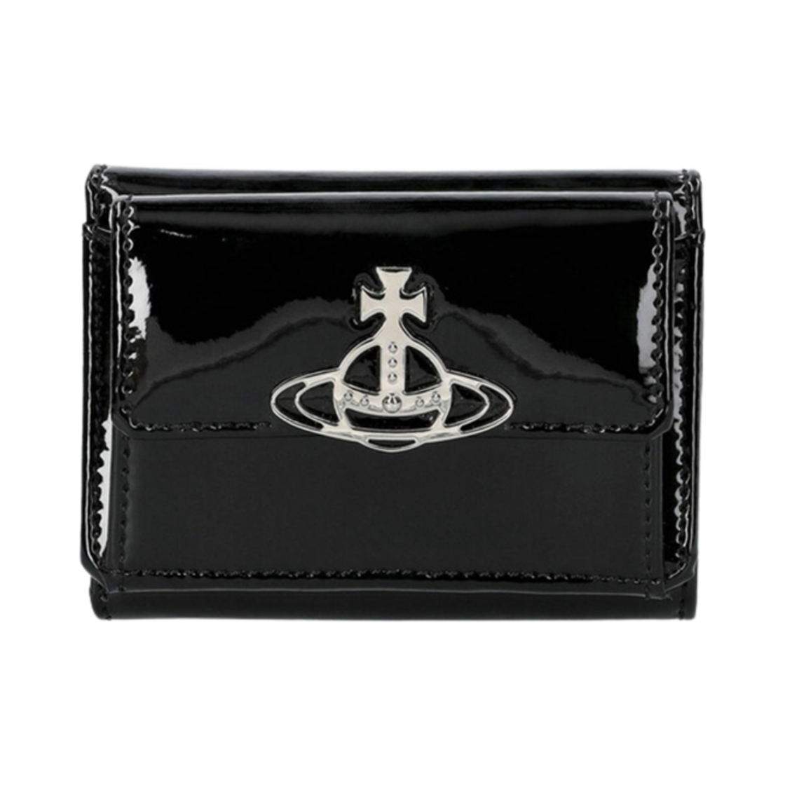 비비안 웨스트우드 샤이니 페이던트 반지갑 블랙(Vivienne Westwood Shiny Patent Bi-Fold Wallet Black) - 1