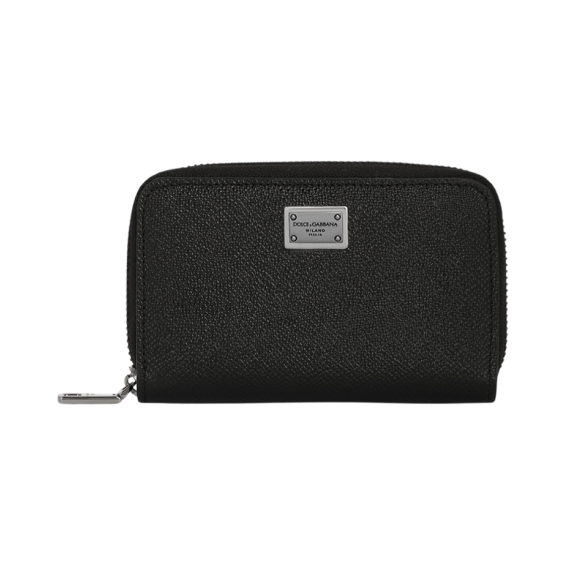 BP2522AG21980999 Dolce & Gabbana Small Calfskin Zip Around Wallet with Logo Tag Black