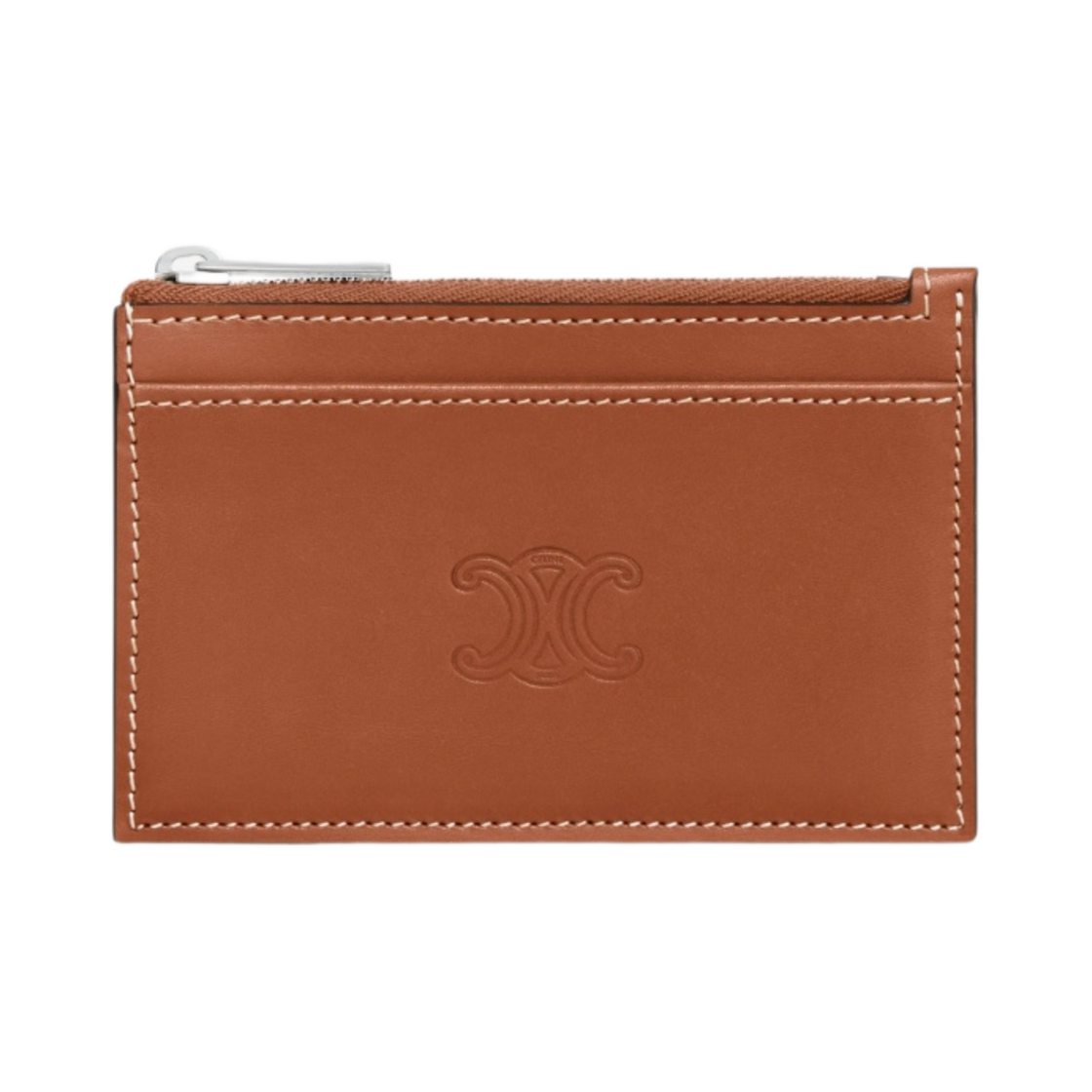 셀린느 트리옹프 엠보스드 내츄럴 카프스킨 지퍼 카드 홀더 탄(Celine Zipped Card Holder in Natural Calfskin with Triomphe Embossed Tan) - 1