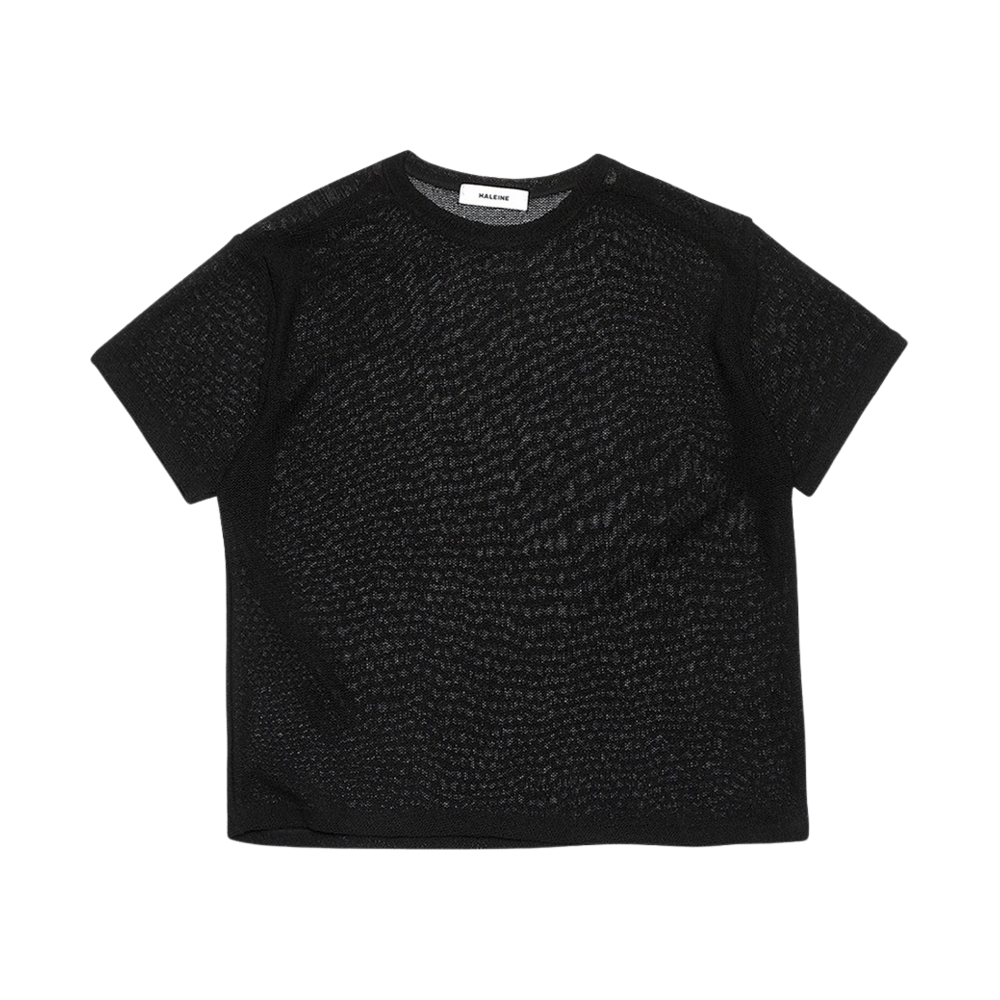 ST101 Haleine Meshed Knit 1/2 T-Shirt Black - 대표 이미지 #1
