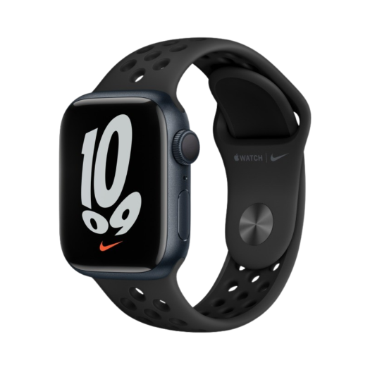 애플 워치 7 나이키 41mm GPS 미드나이트 알루미늄 케이스 나이키 스포츠 밴드 앤트러사이트 블랙 (국내 정식 발매 제품)
