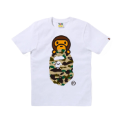 (W) BAPE 1st Camo Milo on Ape Head T-Shirt White Yellow