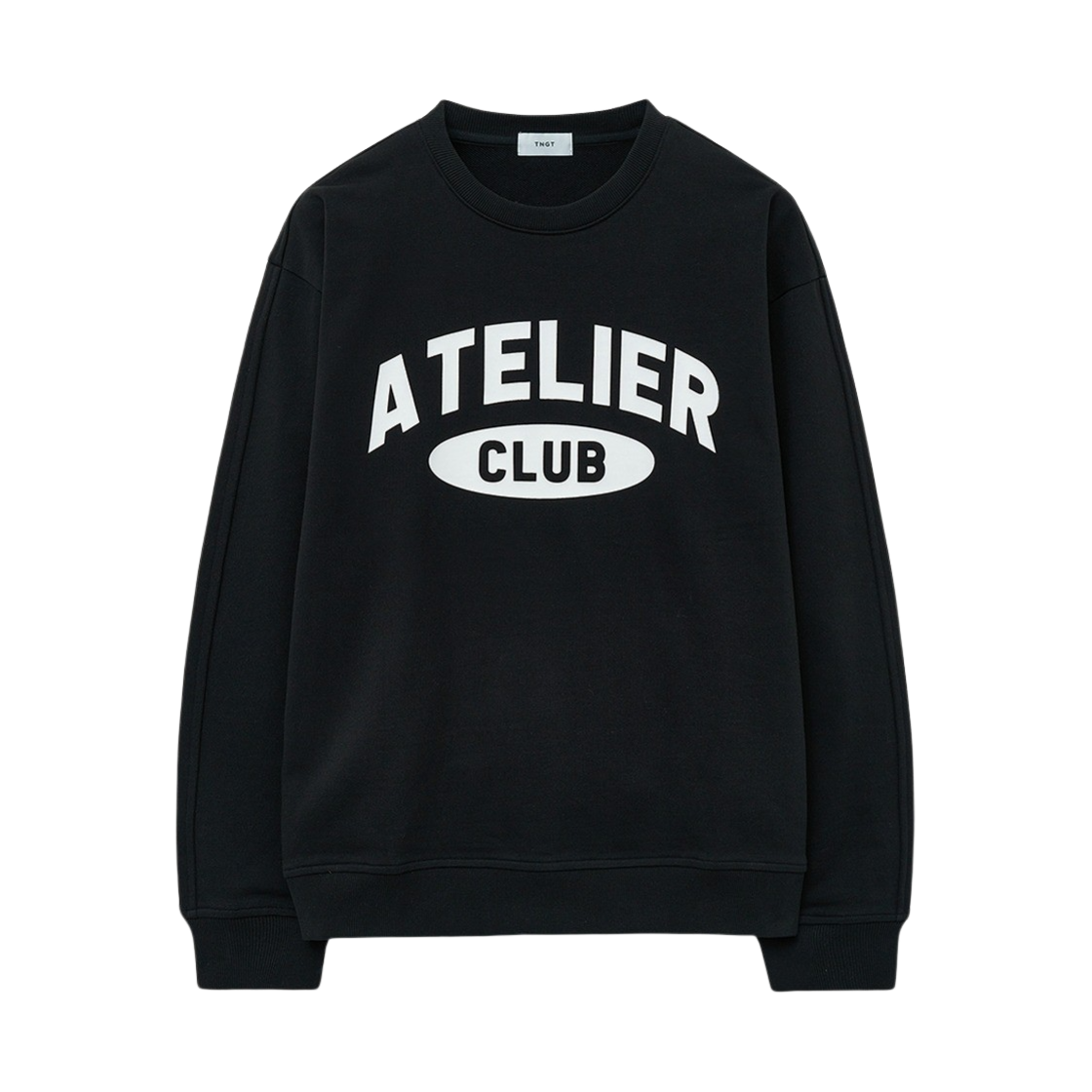 티엔지티 오버핏 아뜰리에 로고 맨투맨 블랙(TNGT Over-fit Atelier Logo MTM Black)