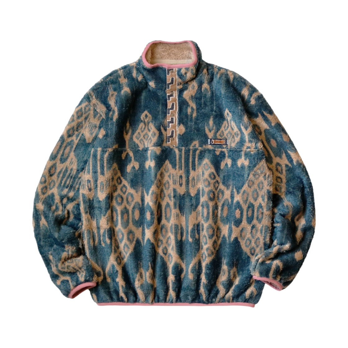 K2110LC096/EK-1670LC Kapital Java Kasuri Pattern Snap-T Fleece Pullover Navy