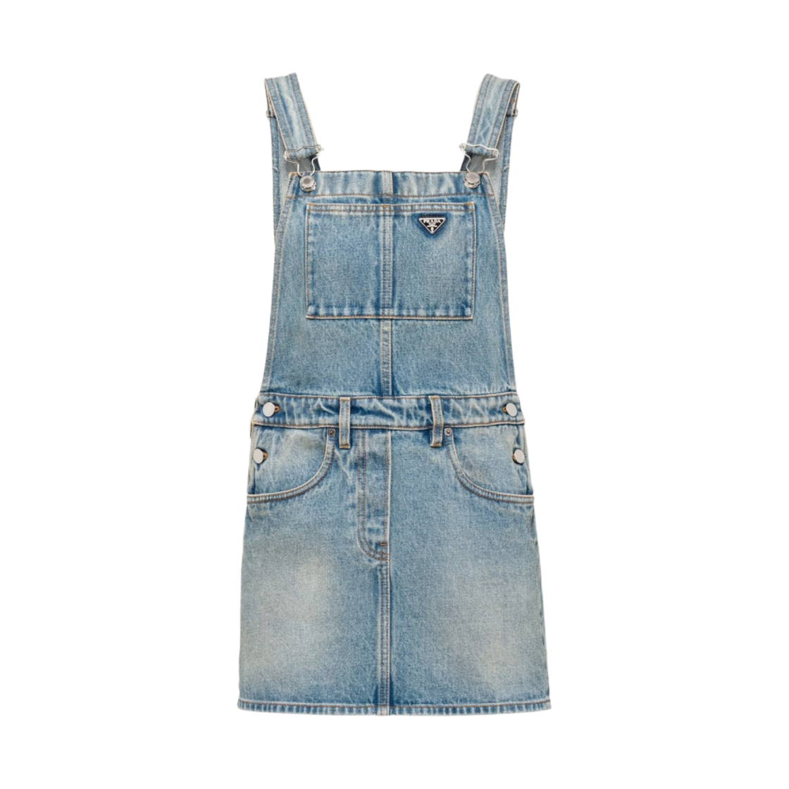 (W) 프라다 데님 빕 드레스 라이트 블루((W) Prada Denim Bib Dress Light Blue) - 1