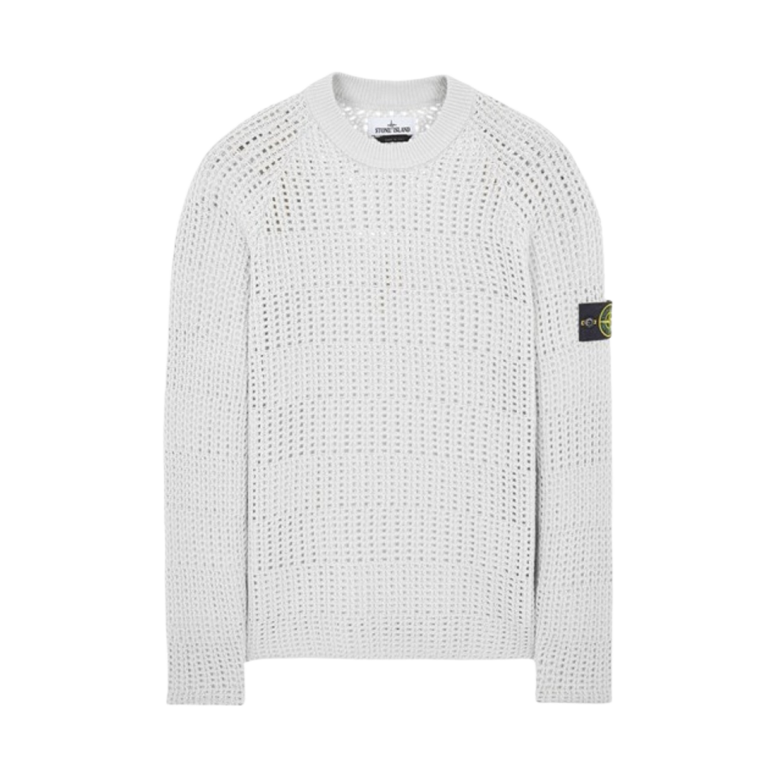 스톤 아일랜드 528D3 스티치 머서라이즈드 코튼 리넨 크루넥 니트 아이스 - 22SS(Stone Island 528D3 Stitch in Mercerized Cotton Linen Crewneck Knit Ice - 22SS) - 1