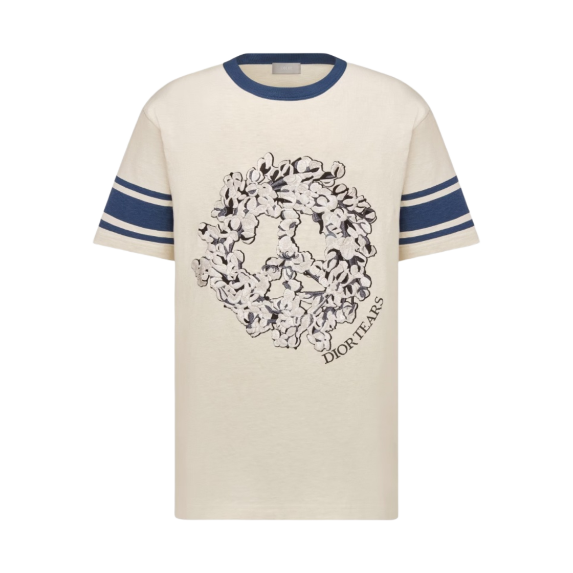 디올 x 데님 티어스 릴렉스드핏 디올 티어스 슬러브 코튼 저지 티셔츠 화이트(Dior x Denim Tears Relaxed Fit Dior Tears Slub Cotton Jersey T-Shirt White) - 1