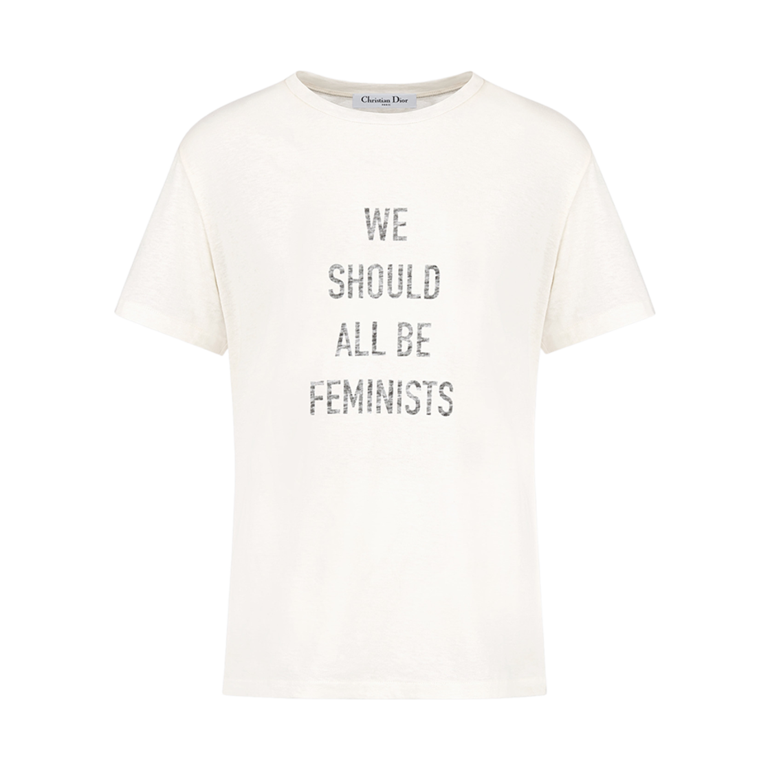 (W) 디올 위 슈드 올 비 페미니스트 티셔츠 화이트 저지 리넨((W) Dior We Should All Be Feminists' T-Shirt White Jersey Linen) - 1