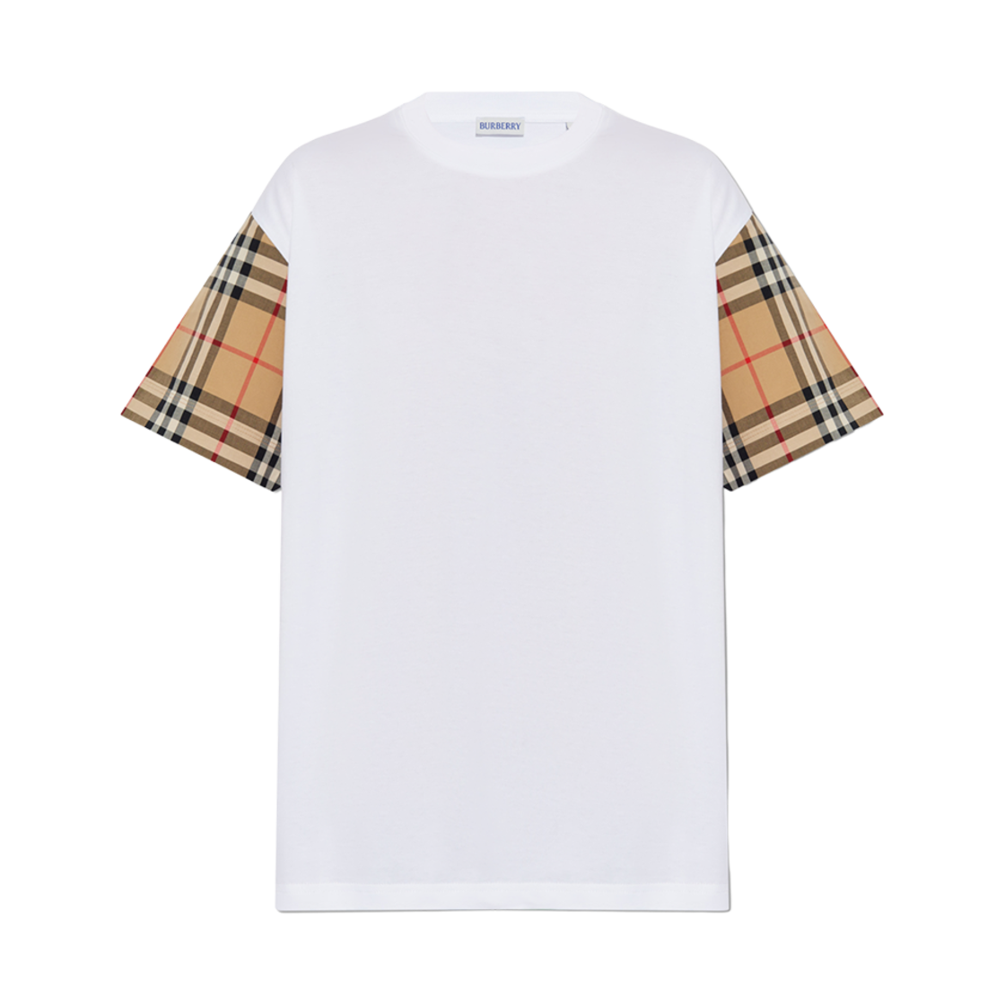 버버리 체크 코튼 티셔츠 화이트(Burberry Check Cotton T-Shirt White) - 1