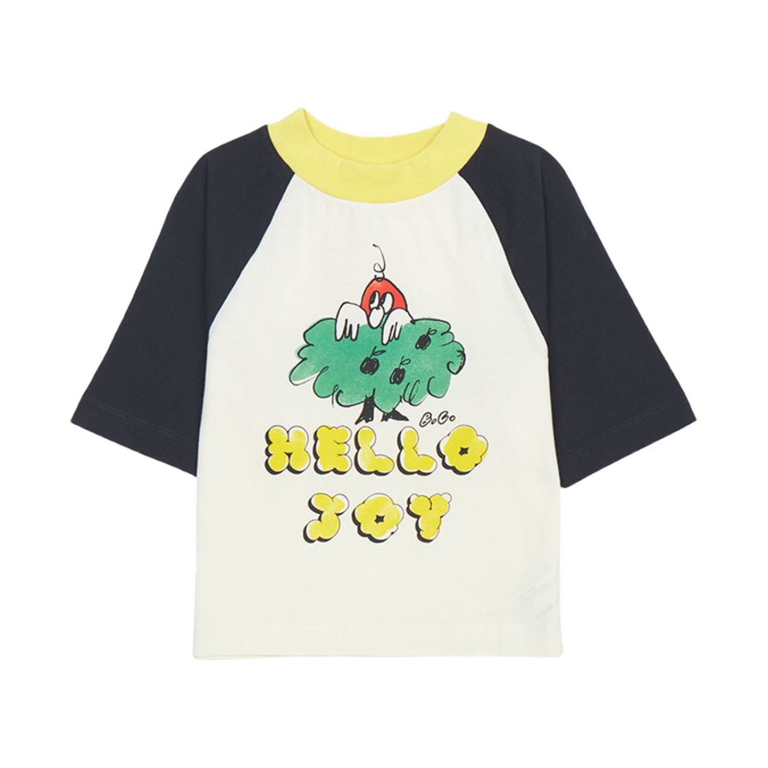 (키즈) 보보쇼즈 헬로 조이 래글런 슬리브 티셔츠 오프 화이트((Kids) Bobo Choses Hello Joy Raglan Sleeve T-Shirt Off White) - 1