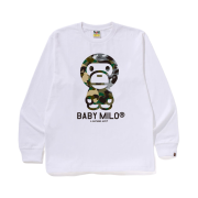 BAPE 1st Camo Crazy Baby Milo L/S T-Shirt White
