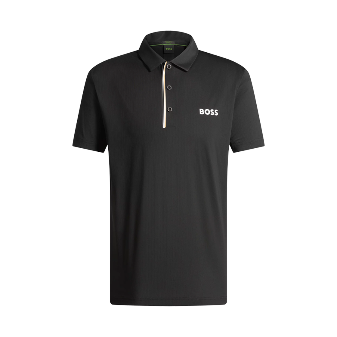 50530773-001 Hugo Boss Paddy Polo Shirt in Quick Dry Ribbed Fabric Black