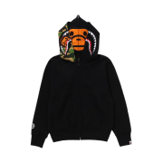 (W) BAPE Milo Shark Full Zip Double Hoodie Black