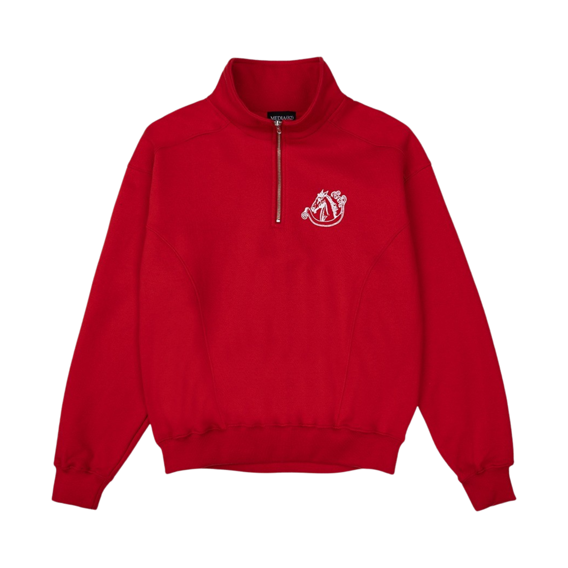 미디어(82) 홀스 하프 집업 스웨트셔츠 레드(MEDIA(82) Horse Half Zip-up Sweatshirts Red)