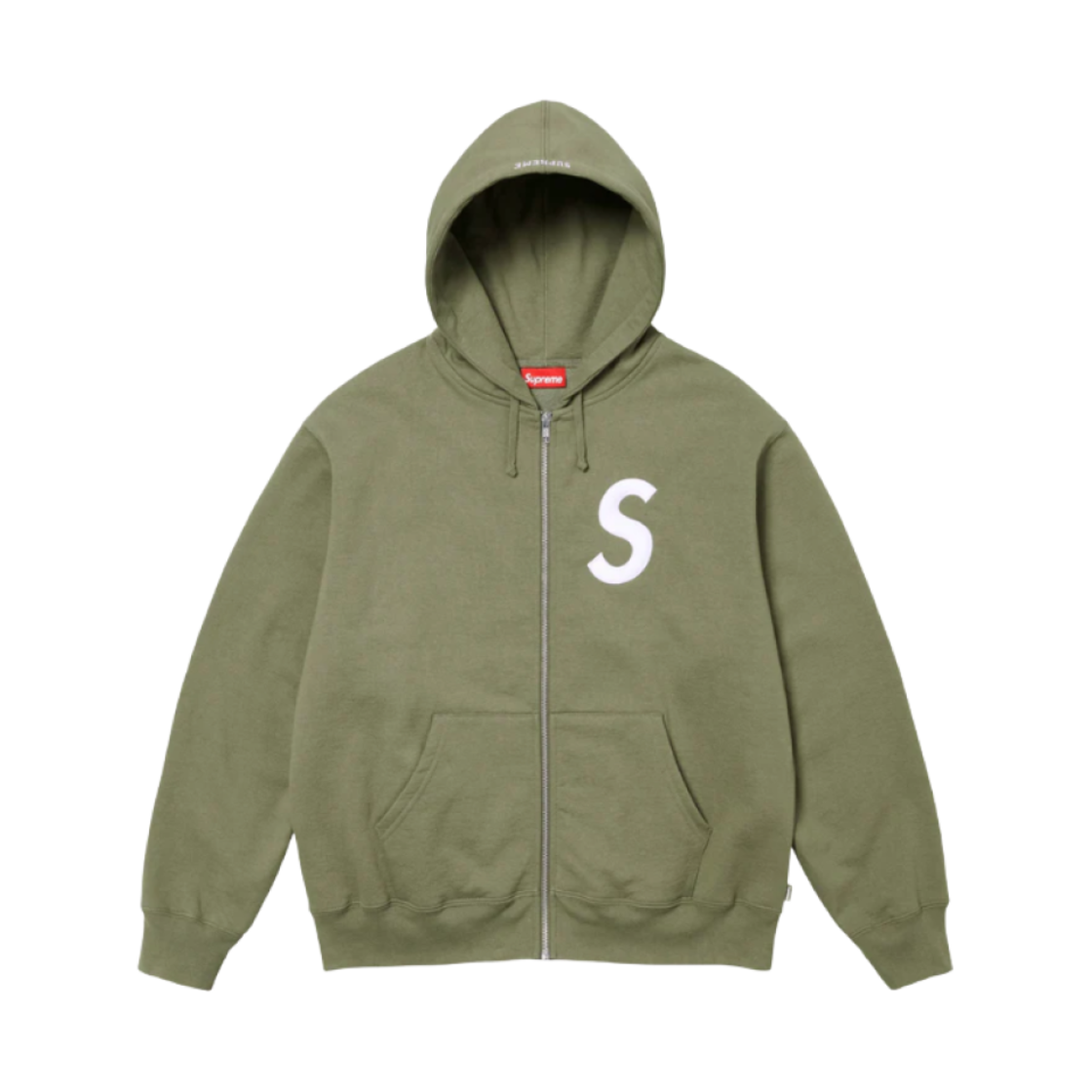 슈프림 S 로고 집업 후드 스웨트셔츠 라이트 올리브 - 24FW(Supreme S Logo Zip Up Hooded Sweatshirt Light Olive - 24FW)