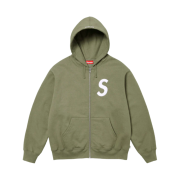 Supreme S Logo Zip Up Hooded Sweatshirt Light Olive - 24FW